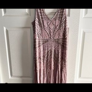 Adrianna Papell beaded gown in rose